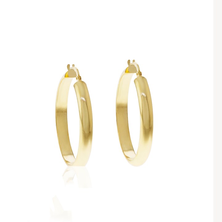 [066006] Argola Meia Cana Oca 35mm 3,47g Ouro Amarelo 18k - Coleção Argolas Daily