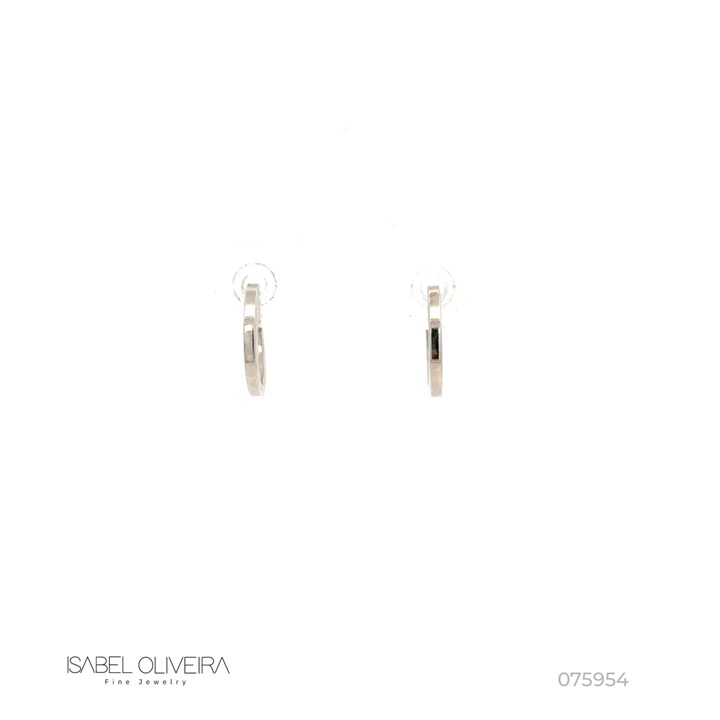 [075954] Argola Oca Lisa 11,40mm Fio Quadrado 0,48g Ouro Branco 18k - Coleção Argolas Daily