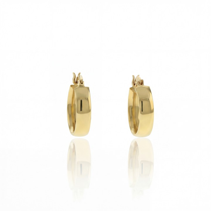 [072415] Argola Oca Lisa 15mm Diâmetro Fio Meia Cana 4mm 1,90g Ouro Amarelo 18k - Coleção Argolas Daily