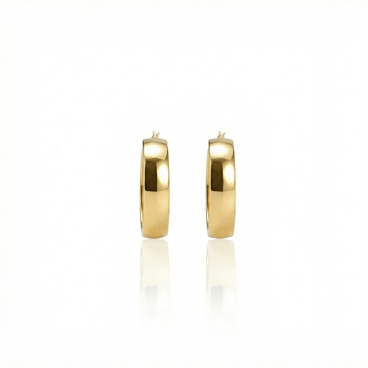 [072402] Argola Oca Lisa 32mm Diâmetro Fio Meia Cana 8mm 8,85g Ouro Amarelo 18k - Coleção Argolas Daily