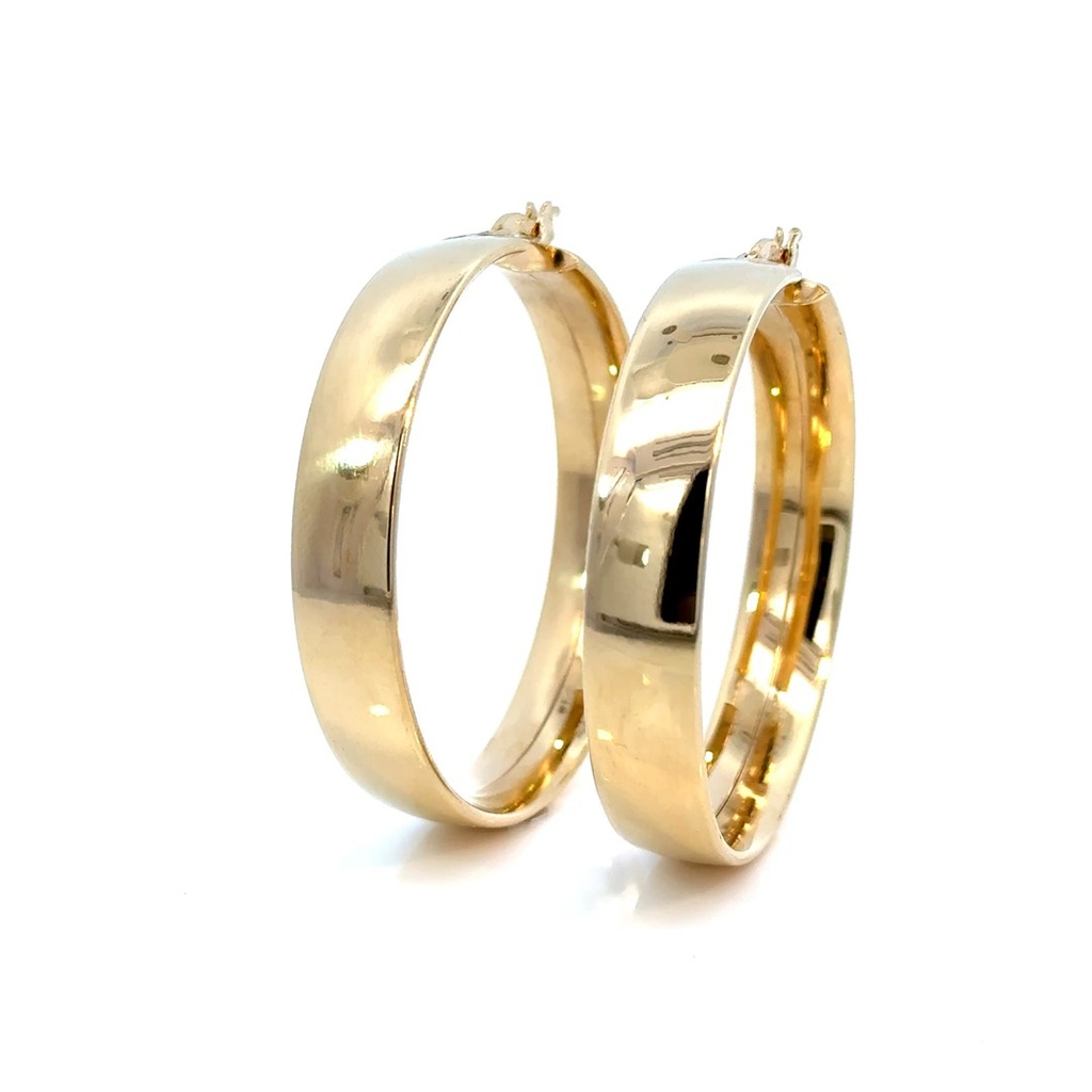 [072404] Argola Oca Lisa 42mm Diâmetro Fio Meia Cana 8mm 12g Ouro Amarelo 18k - Coleção Argolas Daily