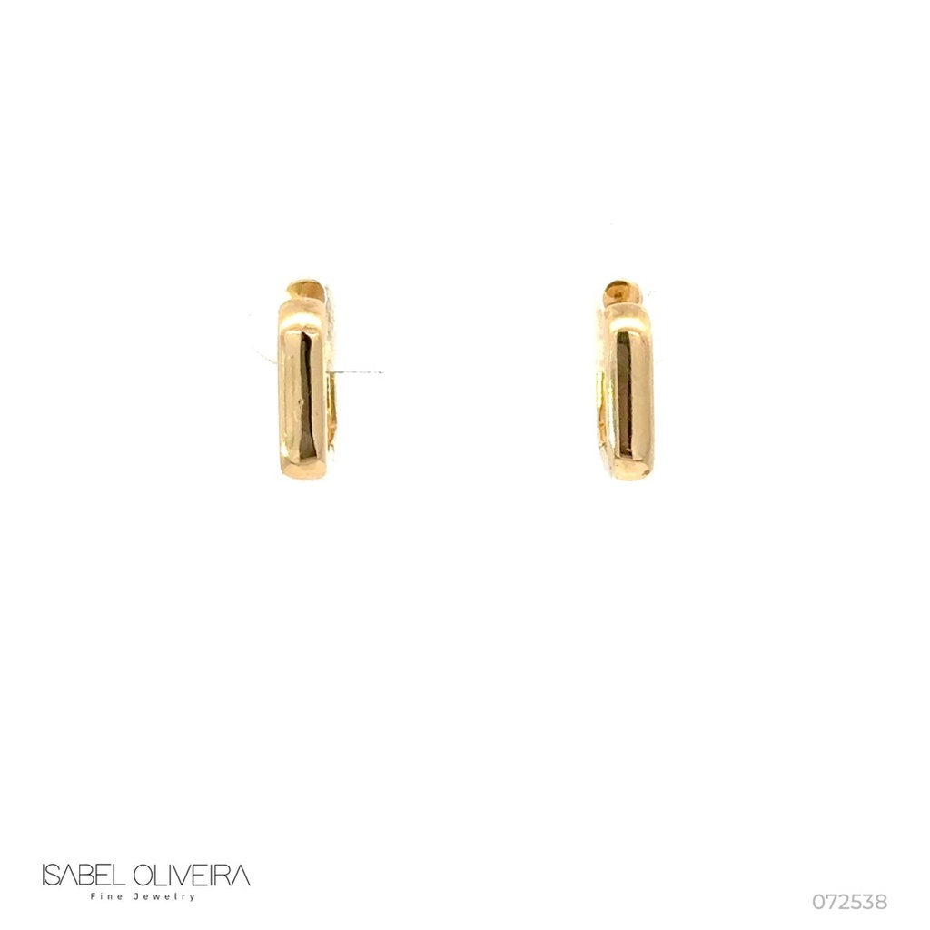 [072538] Argola Quadrada 9,90mm Diâmetro Fio Meia Cana 2,50mm 1,40g a 1,50g Ouro Amarelo 18k - Coleção Argolas Daily