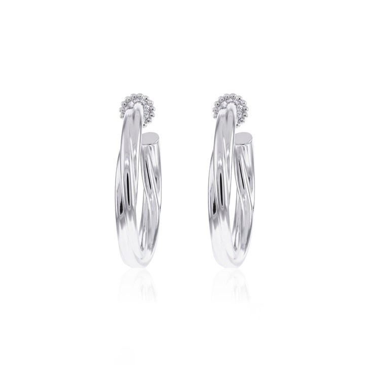 [067142] Argola Trançada 6,77g Ouro BRANCO18K - Coleção Argolas Daily