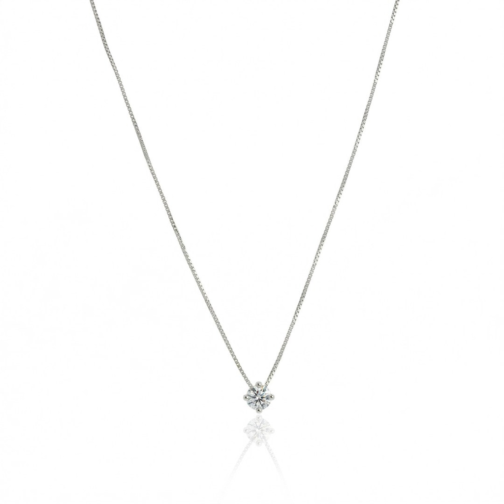 [073850] Colar Ponto de Luz Only You 0,15 ct · Ouro Branco 18k