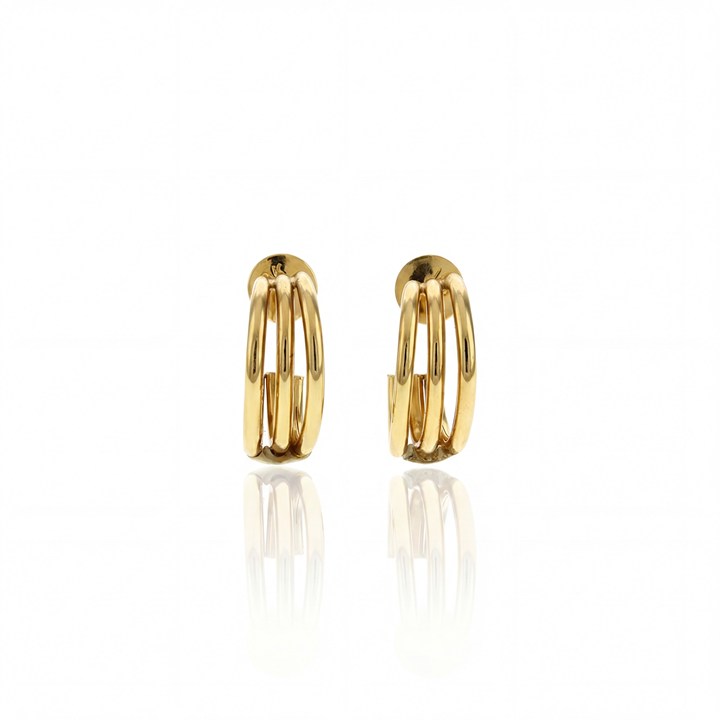 [072401] Argola Tripla 15mm Diâmetro Fio Redondo 1,50mm 2,75g Ouro Amarelo 18k - Coleção Argolas Daily