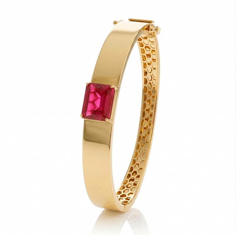 Bracelete Rubelita Octogonal 5,53ct 20,49g Ouro Amarelo 18k - Coleção Rubelitas