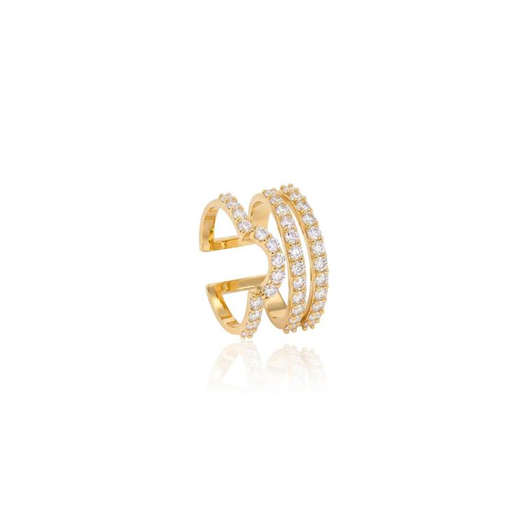 [077513] Anel Finger Tips 37 Brilhantes 0,63ct H VS2 3,13g Ouro Amarelo 18k - Coleção Minimalista