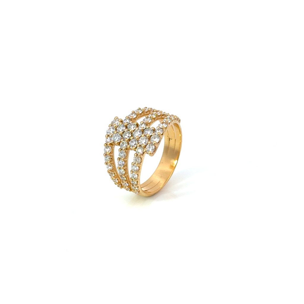 Anel Dedinho 6 Aros Cravados Degradê 54 Brilhantes 1,12ct H VS2 3,22g Ouro Amarelo 18k - Coleção Laisa