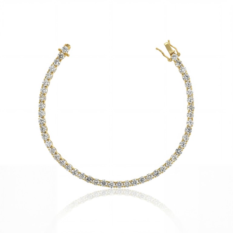 [058449] 15-Pulseira Riviera 47 Brilhantes 7,06ct g VS2 17,50cm 10,30g Ouro Amarelo 18k - Coleção Rivieras