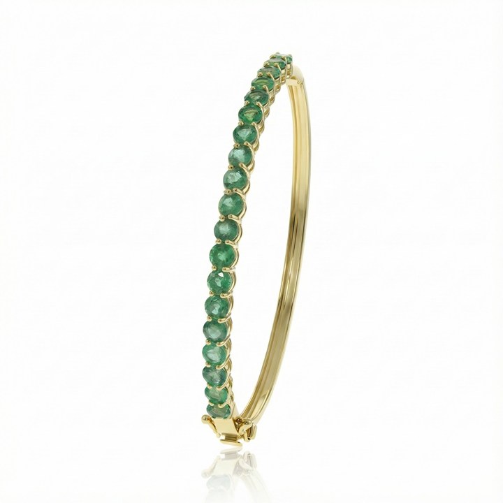 [075658] Bracelete 19 Esmeraldas Brasileiras Redondas 3,32ct 9,32g Ouro Amarelo 18k - Coleção Brazilian Emerald