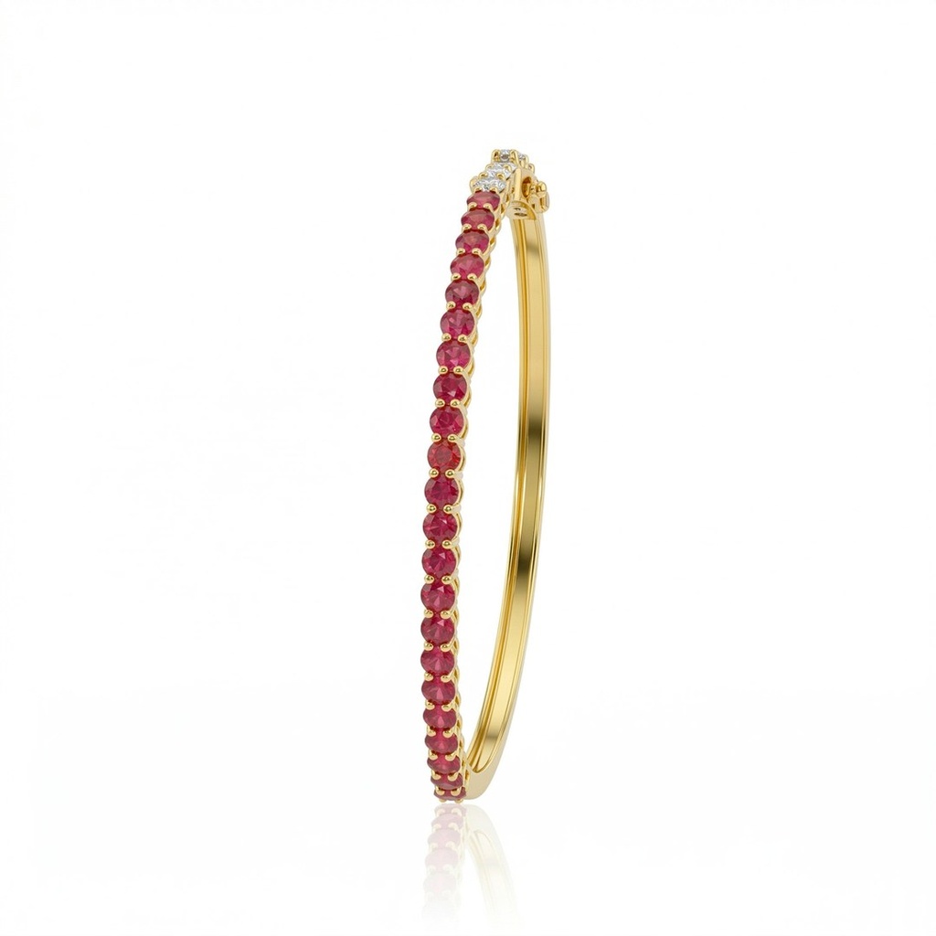 [070483] Bracelete 27 Rubelitas Redondas 3,20ct 10,17g Ouro Amarelo 18k - Coleção Rubelita
