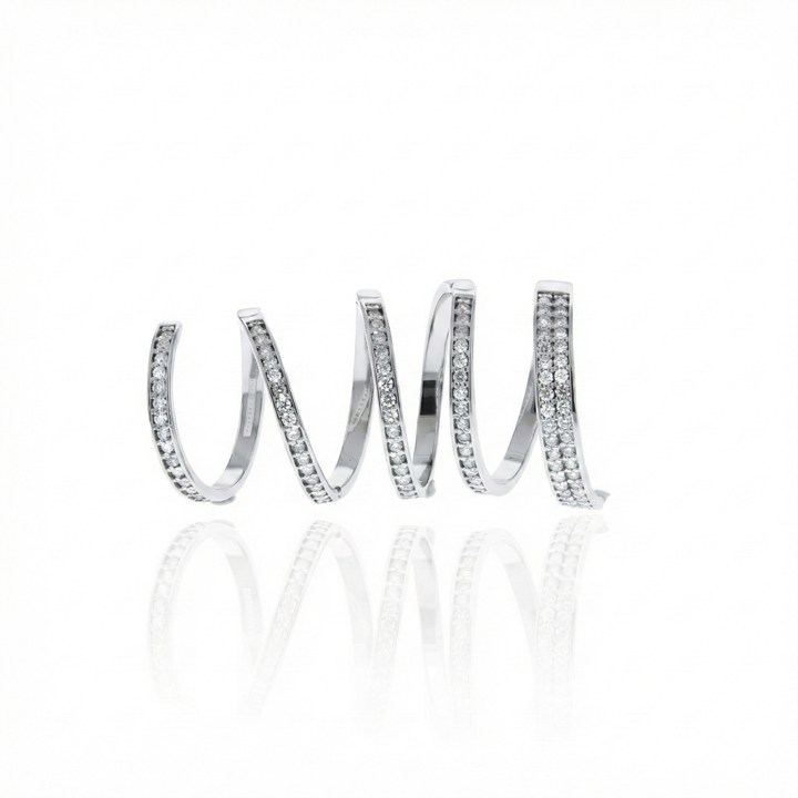 [076047] Anel Maleável 104 Brilhantes 1,16ct H VS2 13,15g Ouro Branco 18k - Coleção Laisa