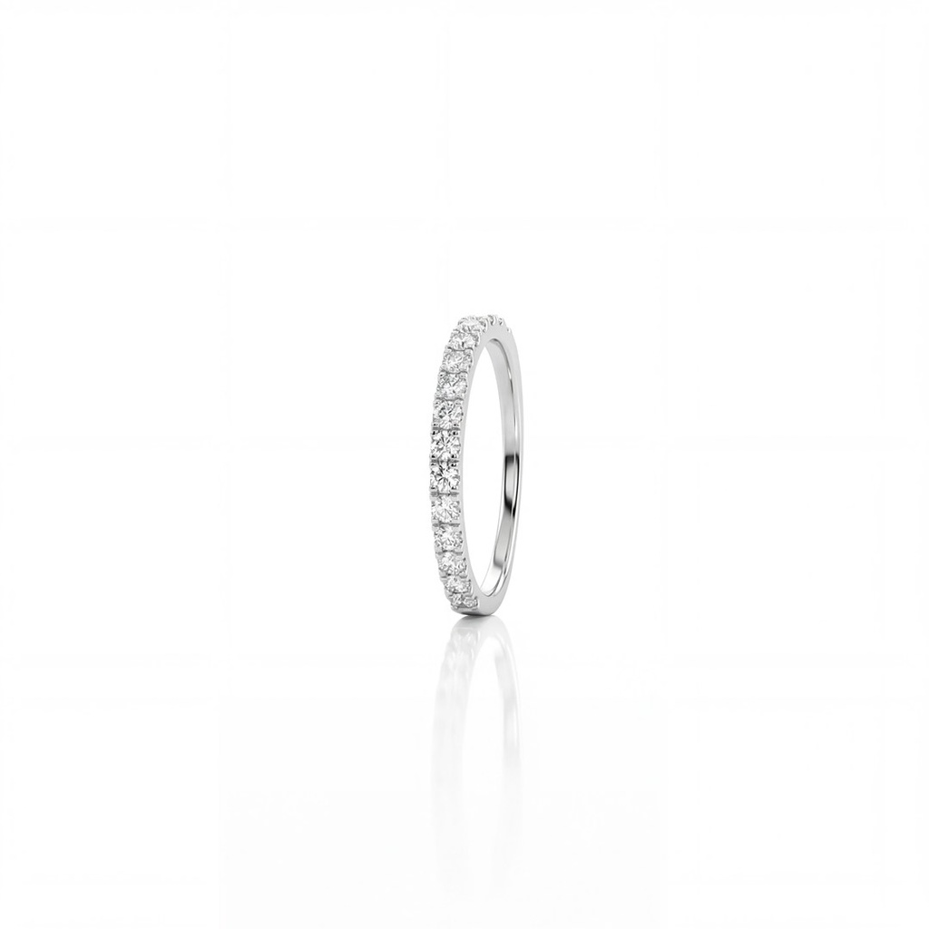 [073679] 2,5-Meia Aliança 15 Brilhantes 0,38ct 1,65g Ouro Branco 18k - Coleção Soulmates