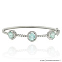 BRACELETE 3 TURMALINAS PARAIBAS OVAIS 3,22CT 82 BRILHANTES 1,26CT G VS1 12,31G OURO BRANCO 18K - COLEÇAO CARIBBEAN BLUE
