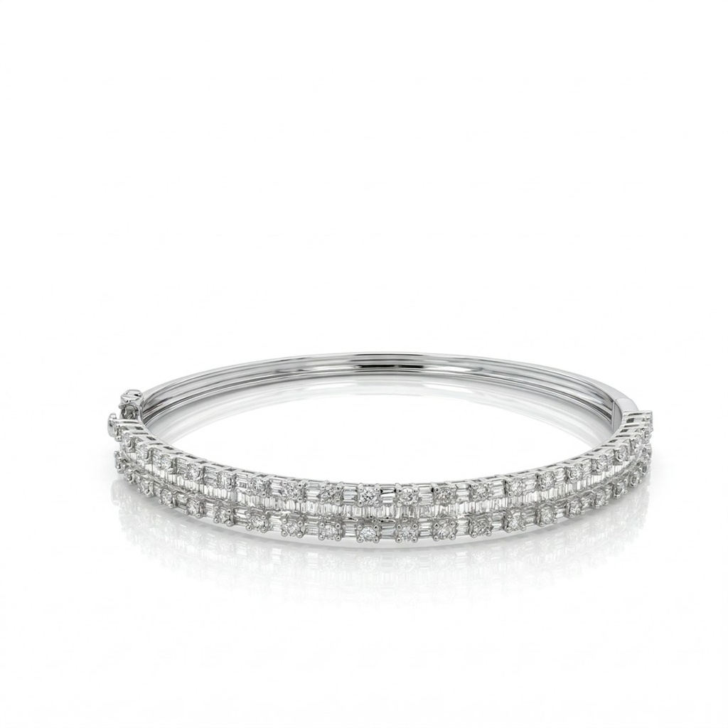 [070655] Bracelete 42 Brilhantes 0,78ct Diamantes Trapézio 0,96g 11,40g Ouro Branco 18k - Coleção Onassis