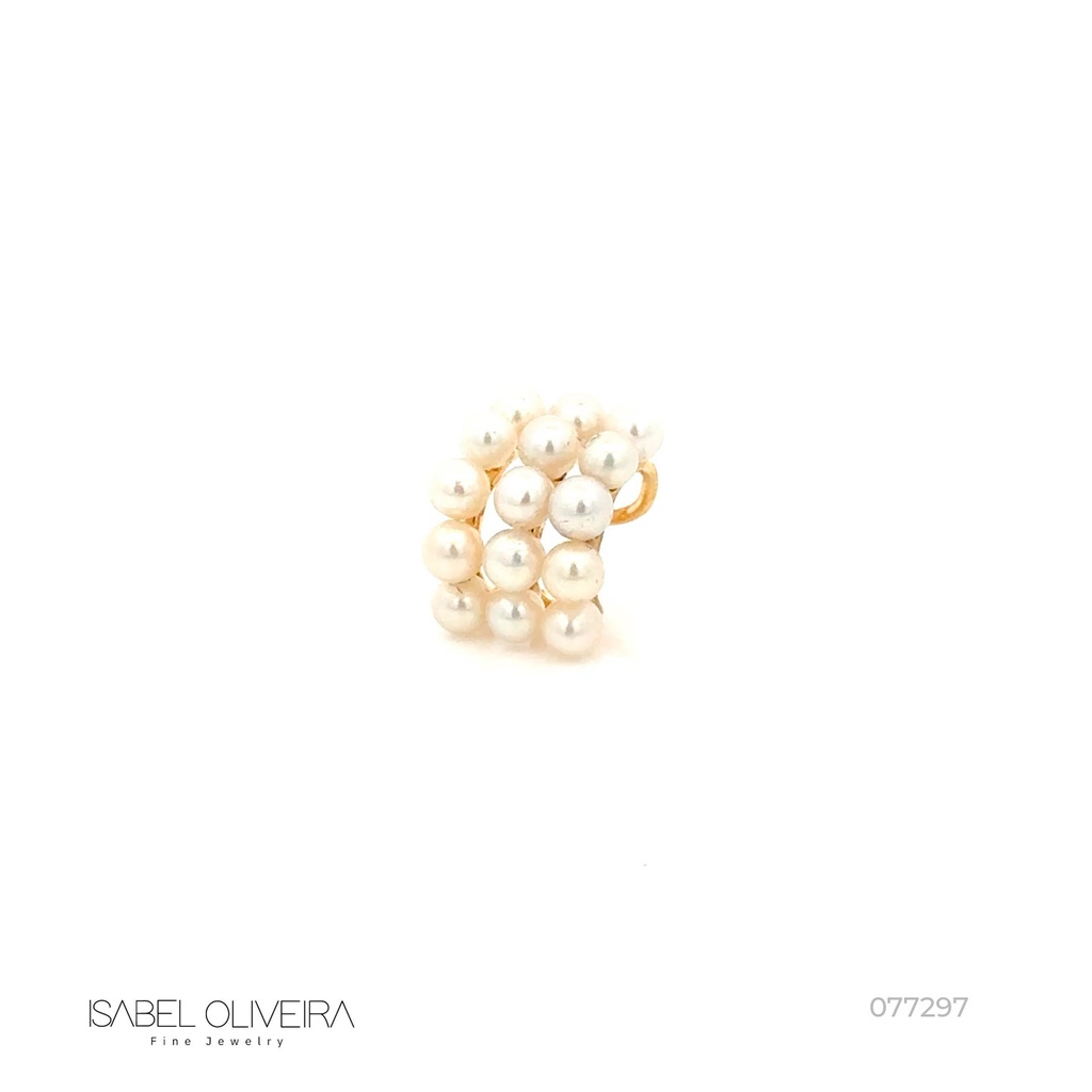 [077297] Piercing 3 Fileiras 15 Pérolas 3,50mm 2,00g Ouro Amarelo 18k - Coleção Young