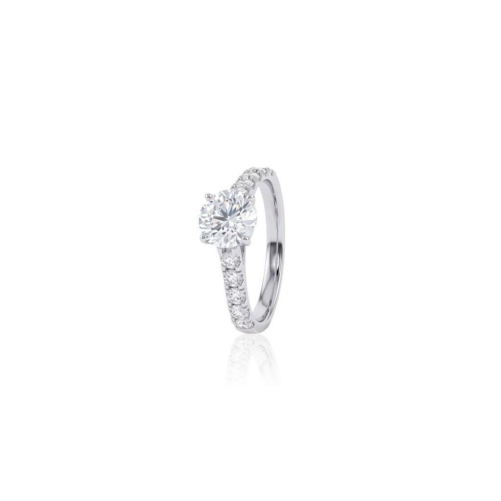 [076671] 150-Anel Solitário 1 Brilhante 1,50ct H VVS1 10 Brilhantes 0,56ct H VS2 3,53g Ouro Branco 18k - Certificado EGL 1701860427 - Coleção Only You