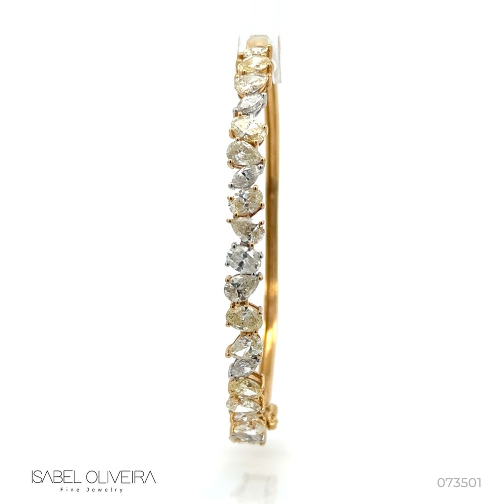 BRACELETE 8 DIAMANTES GOTA 1,86CT 7 NAVETES 0,76CT 6 OVAIS 1,46CT 8,21G OURO AMARELO E BRANCO 18K - COLEÇAO ONASSIS