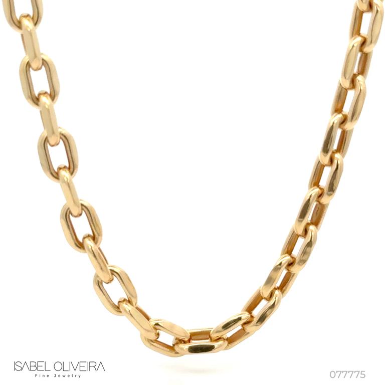 [077775] Corrente Elo Groumet Gg com Fecho Gaveta 60cm 24,04g Ouro Amarelo 18k - Coleção Elos Power
