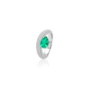 Anel Bombê com Esmeralda Colombiana Gota 0,92ct 109 Brilhantes 0,52ct H VS2 3,59g Ouro Branco 18k - Coleção Colômbia Emerald