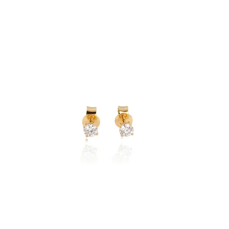 20-Brinco Solitário 2 Brilhantes 0,49ct H VS2 1,24g Ouro Amarelo 18k - Coleção Only You
