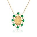 Colar Nossa Senhora das Graças 8 Esmeraldas Trillion 1,55ct 8 Brilhantes 0,17ct H VS2 6,93g 45cm Ouro Amarelo 18k - Coleção Fe Santos