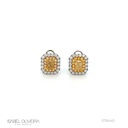 Brinco 2 Diamantes Cushion Fancy 1,07ct 28 Brilhantes Fancy 0,26ct 36 Brilhantes 0,64ct 4,74g Ouro Branco e Amarelo 18k - Coleção Laisa