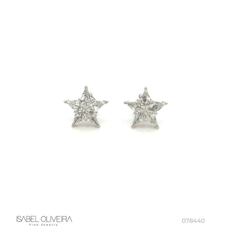 Brinco Estrela 10 Diamantes 1,75ct 2,57g Ouro Branco 18k - Coleção Laisa