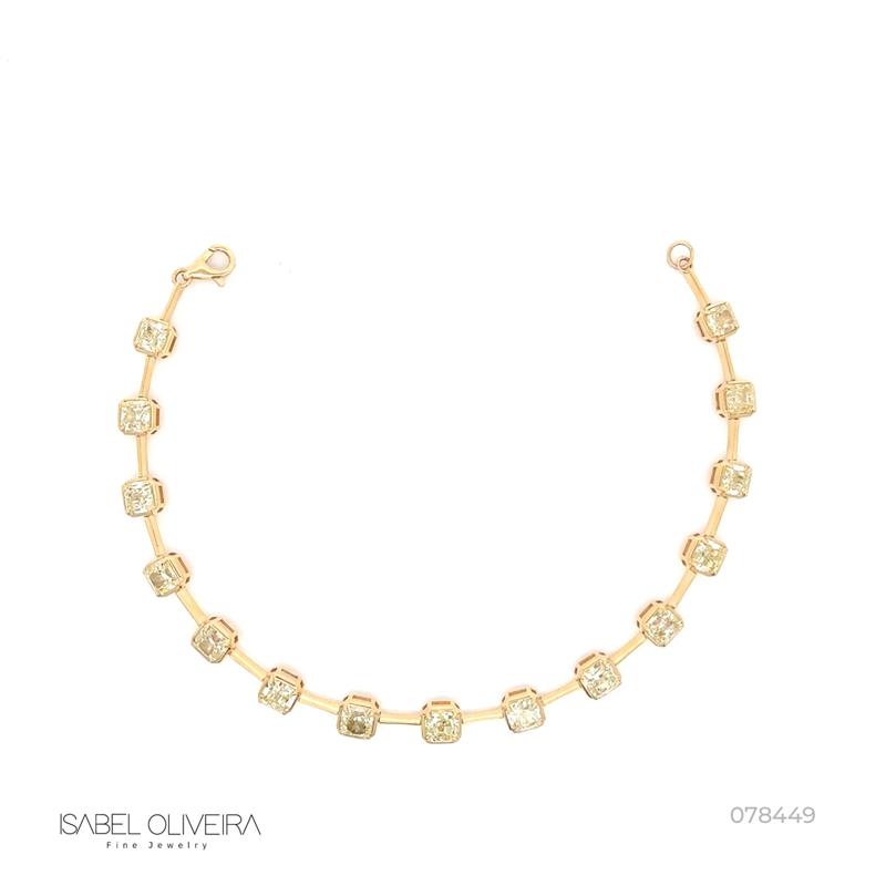 Pulseira Riviera 15 Diamantes Fancy 6,34ct 18cm 10,49g Ouro Amarelo 18k - Coleção Rivieras