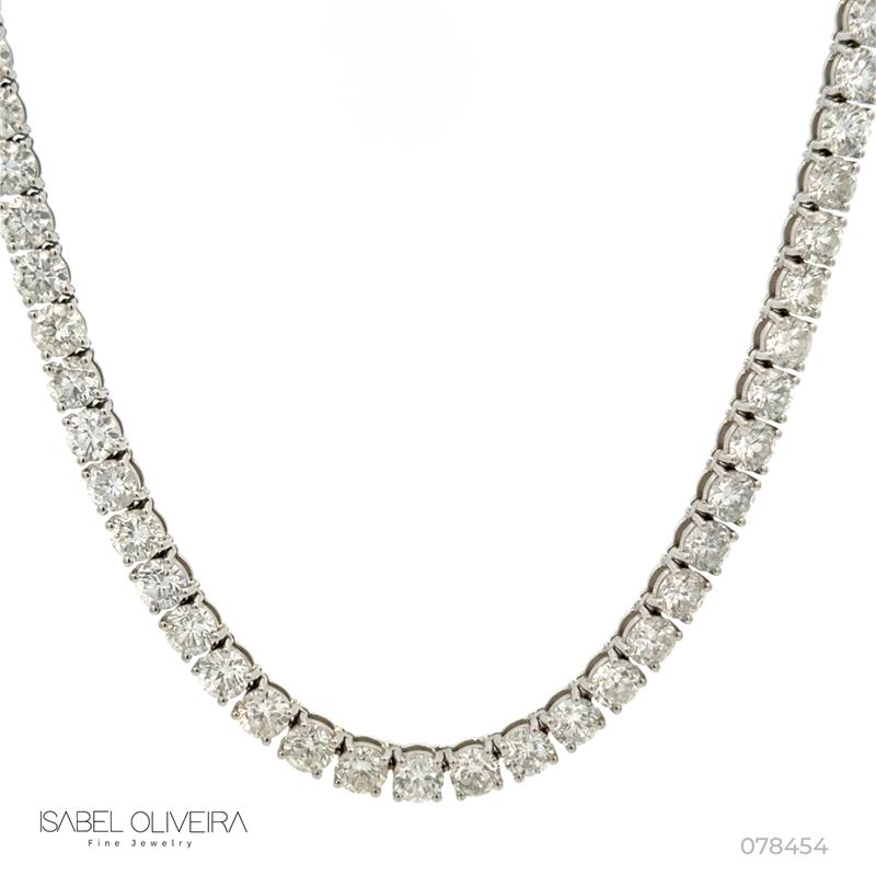 30-Colar Riviera 94 Brilhantes 27,90ct 41,50cm 19,70g Ouro Branco 18k - Coleção Rivieras