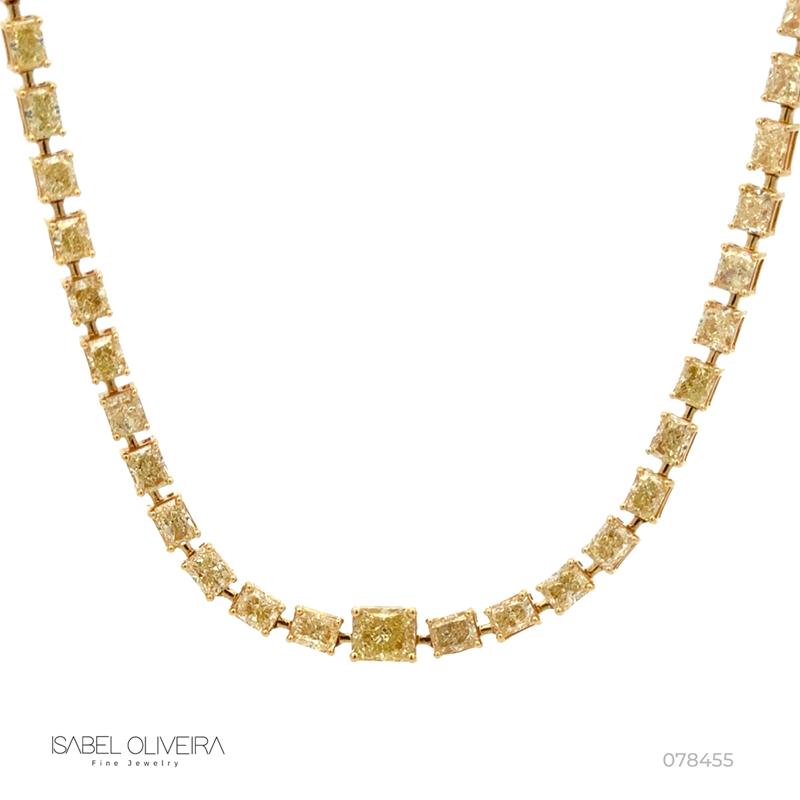 [078455] Colar Riviera 79 Diamantes Fancy 23,70ct 45cm 30,22g Ouro Amarelo 18k - Coleção Rivieras