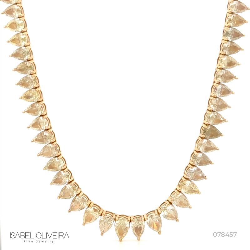 Colar Riviera 61 Diamantes Fancy Gota 24,97ct 67 Brilhantes 2,32ct 45,50cm 34,42g Ouro Amarelo 18k - Coleção Rivieras