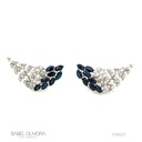 Eracuff 16 Safiras Azuis Navetes 3,21ct 64 Diamantes Trapézios 0,51ct 64 Brilhantes 0,44ct 8,11g Ouro Branco 18k - Coleção Thalassa