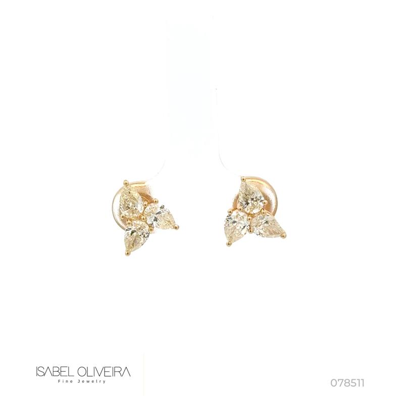 [078511] Brinco 6 Diamantes Gota 1,54ct 2,55g Ouro Amarelo 18k - Coleção Laisa