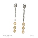 Brinco Pendurado 6 Diamantes Gota 1,35ct 120 Brilhantes 0,61ct 4,88g Ouro Branco e Amarelo 18k - Coleção Laisa