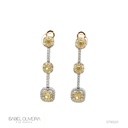 Brinco Pendurado 6 Diamantes Fancy 1,10ct 116 Brilhantes 1,27ct 4,58g Ouro Branco e Amarelo 18k - Coleção Laisa
