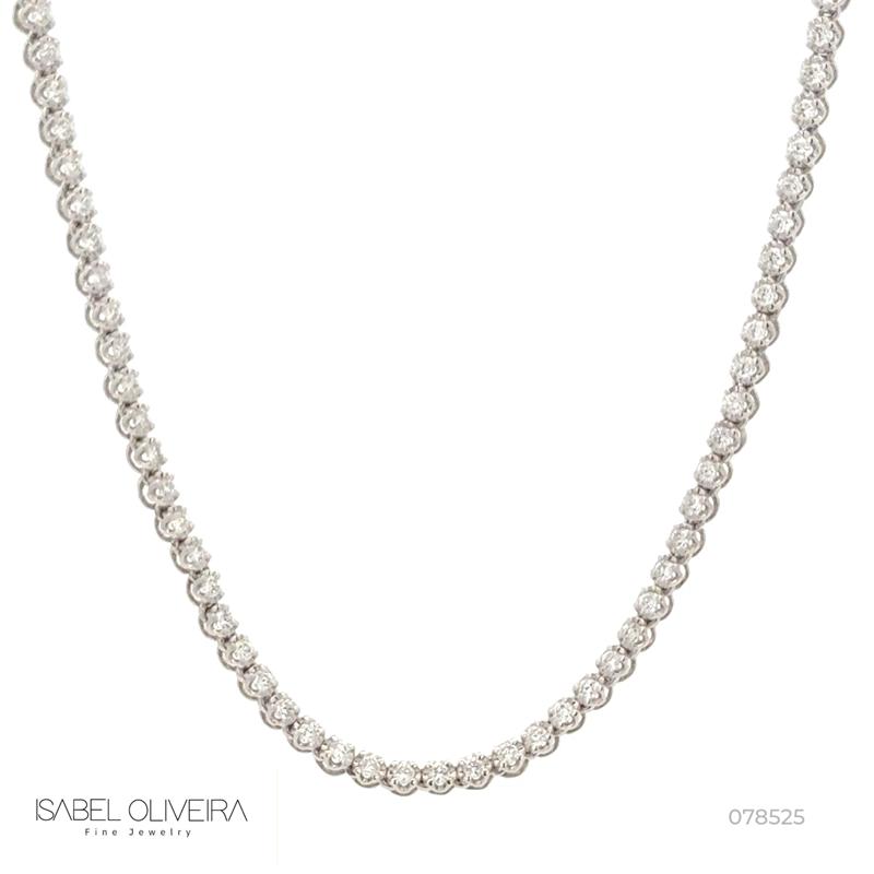 [078525] 1,5-Colar Riviera Coroa 158 Brilhantes 2,52ct 43cm 11,21g Ouro Branco 18k - Coleção Rivieras