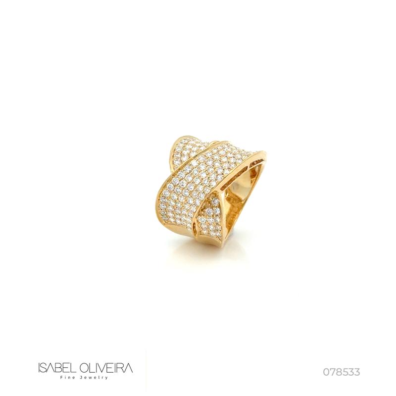 [078533] Anel Pavê x 142 Brilhantes 2,07ct 6,05g Ouro Amarelo 18k - Coleção Pavê