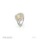 Anel 1 Diamante Coração 0,47ct 81 Brilhantes 1,13ct 3,88g Ouro Branco e Amarelo 18k - Coleção Laisa