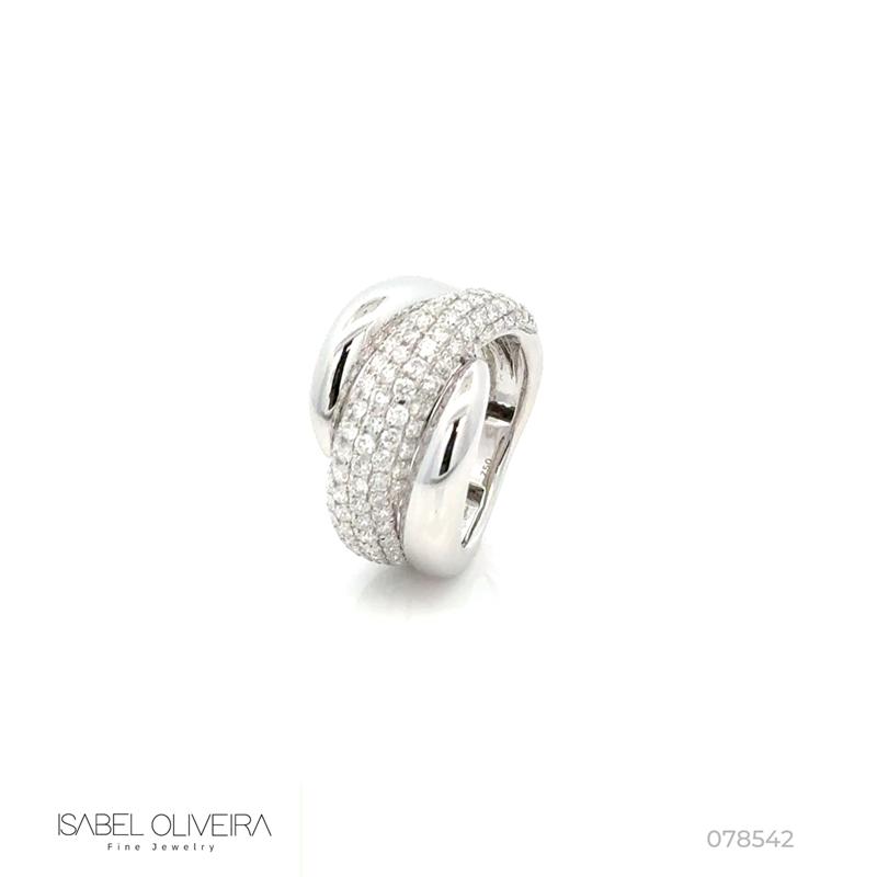 Anel 3 Aros 121 Brilhantes 1,81ct 5,05g Ouro Branco 18k - Coleção Laisa