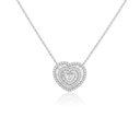 Colar Coração 60 Diamantes Baguetes 0,35ct 90 Brilhantes 0,23ct 43cm 3,44g Ouro Branco 18k - Coleção Laisa