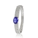 BRACELETE PAVE COM TANZANITA OVAL 7,92CT 358 BRILHANTES 2,58CT H VS2 22,18G OURO BRANCO 18K - COLEÇAO THALASSA