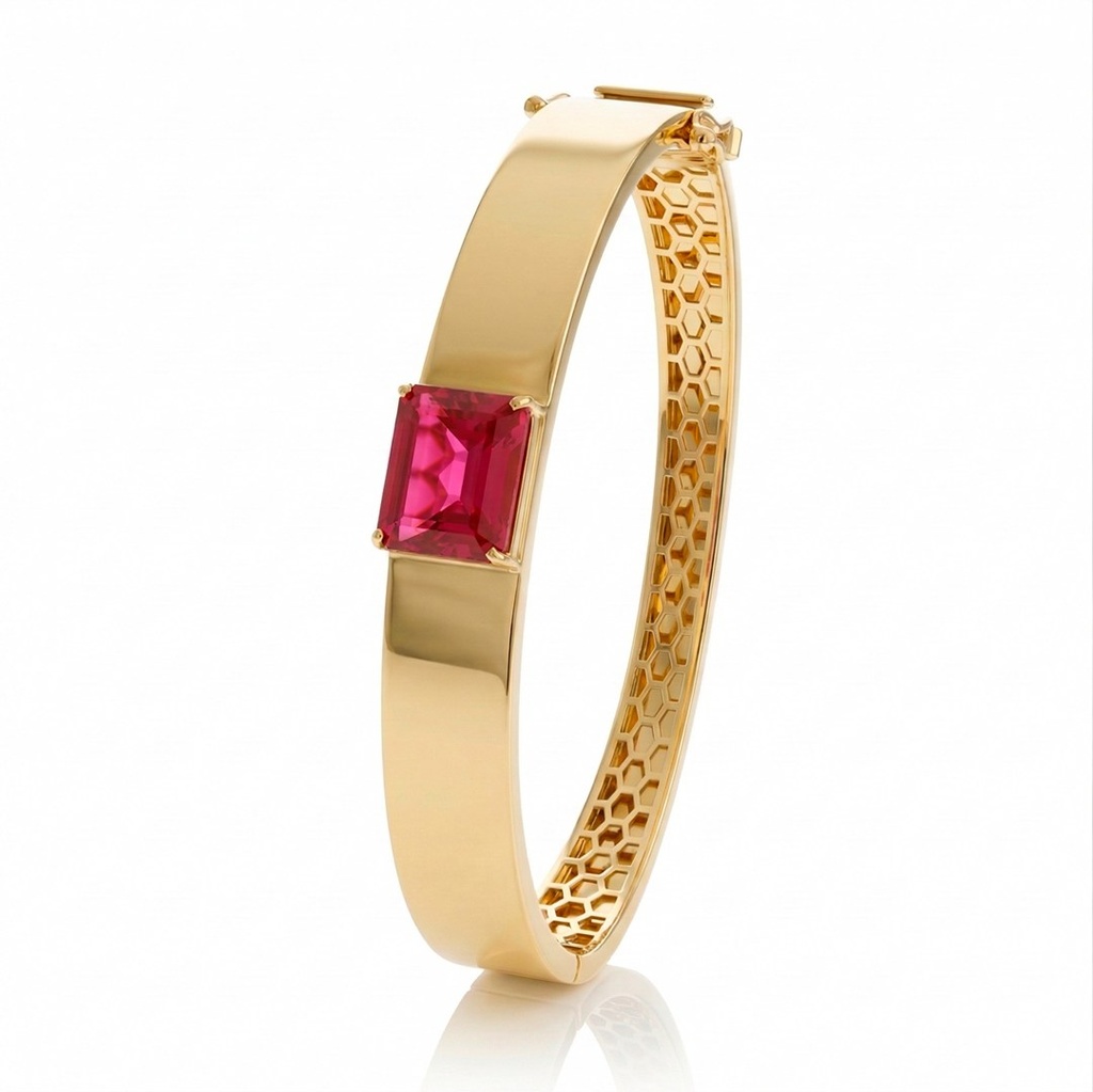 [073104] Bracelete Rubelita Octogonal 4,90ct 19,46g Ouro Amarelo 18k - Coleção Rubelita
