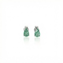 BRESMGO01BP-Brinco 2 Esmeraldas Brasileiras Gota 1,36ct 1,88g Ouro Branco 18k - Certificado Belmont - Coleção Brazilian Emerald