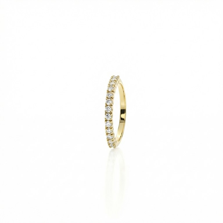 [053673] 2-Meia Aliança 13 Brilhantes 0,26ct H VS1 1,94g Ouro Amarelo 18k - Coleção Soulmates