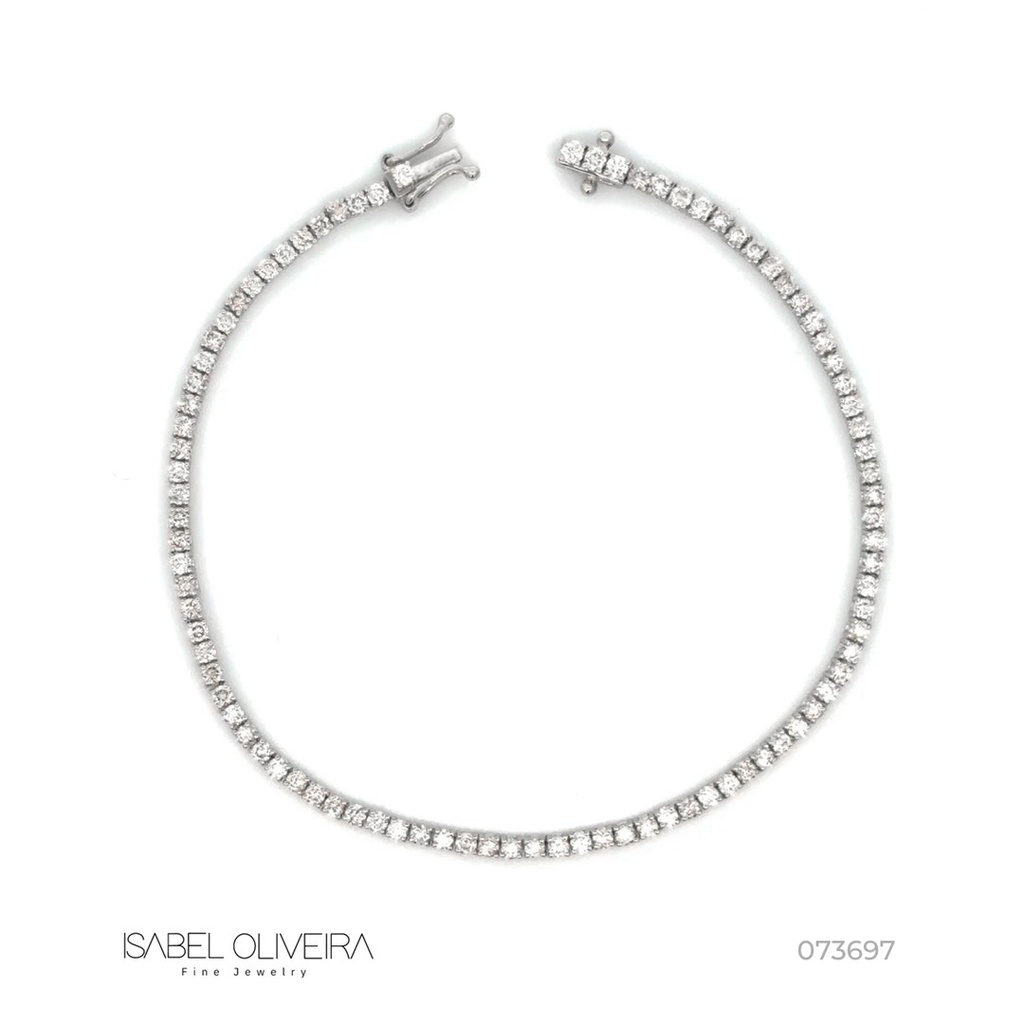 [073697] 2-Pulseira Riviera 89 Brilhantes 2,0ct 4,70g 17cm Ouro Branco 18k - Coleção Rivieras