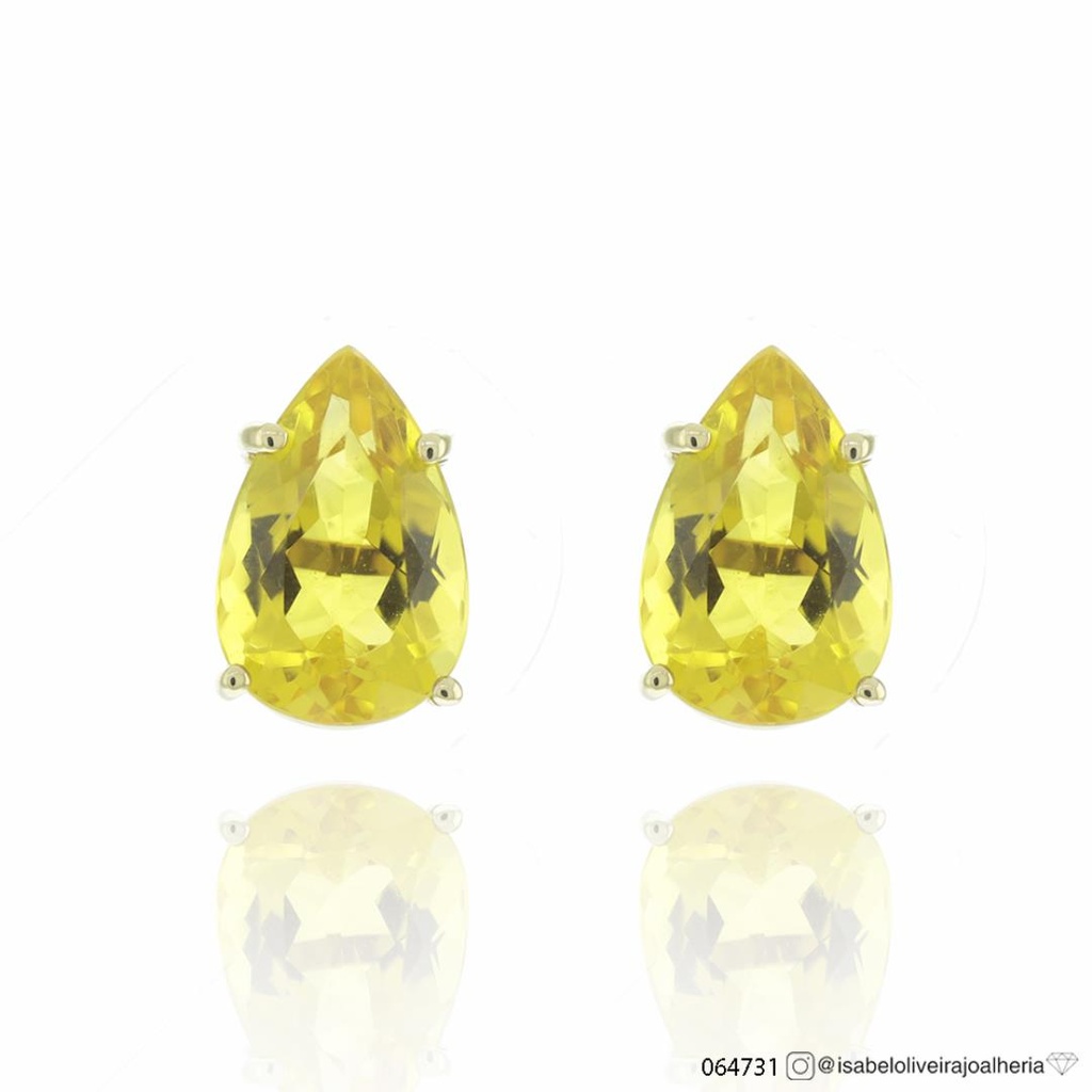 Brinco 2 Berilos Amarelo Gota 6,44ct 4,06g Ouro Amarelo 18k - Coleção Yellow