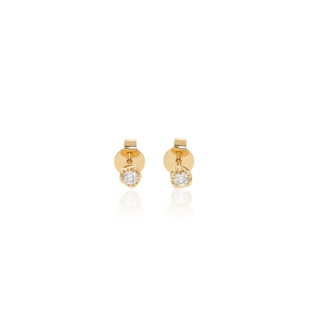 [077124] Brinco 2 Brilhantes 0,10ct 0,79g Ouro Amarelo 18k - Coleção Only You