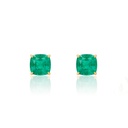 Brinco 2 Esmeraldas Brasileiras Cushion 6mm 1,60ct 1,47g Ouro Amarelo 18k - Coleção Brazilian Emerald