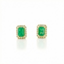Brinco 2 Esmeraldas Octogonal 0,95ct 36 Brilhantes 0,18ct 1,83g Ouro Amarelo 18k - Coleção Brazilian Emerald